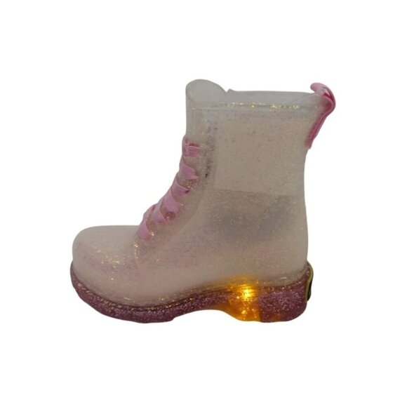 Light-Up Glitter Pink Kids Boots With Pink Laces & Glitter Sole By Western Chief - Picture 7 of 9
